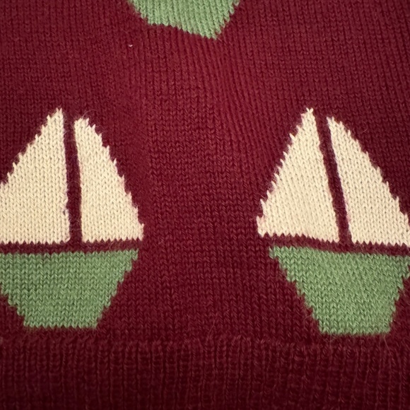 Modcloth quirky sailboat burgundy alpaca cardigan, xs - Picture 5 of 7